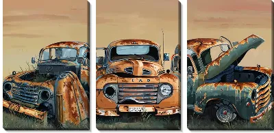 Модульная картина Три старых авто