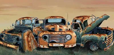 Плакат Три старых авто