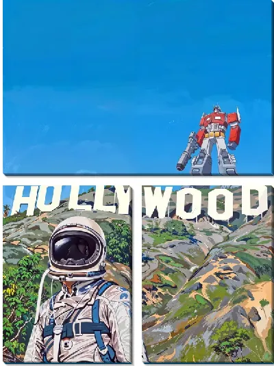 Модульная картина Космонавт и Голливуд