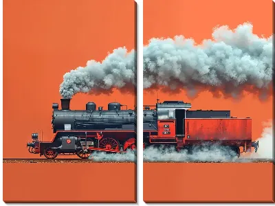 Модульная картина Паровоз №191