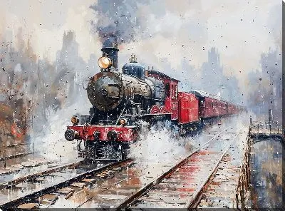 Картина маслом Паровоз №221