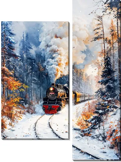 Модульная картина Паровоз №321