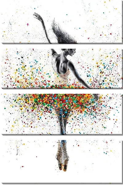 Модульная картина Балерина с яркими брызгами