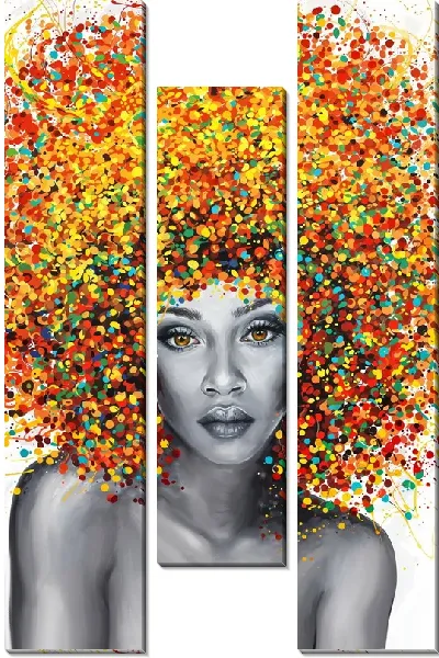 Модульная картина Африканка с яркими волосами
