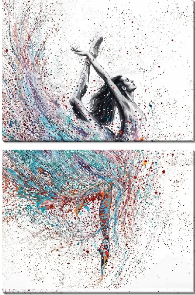 Модульная картина Балерина и брызги в стиле арт