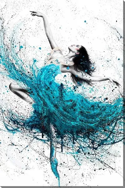 Картина маслом Балерина и брызги в стиле арт №2