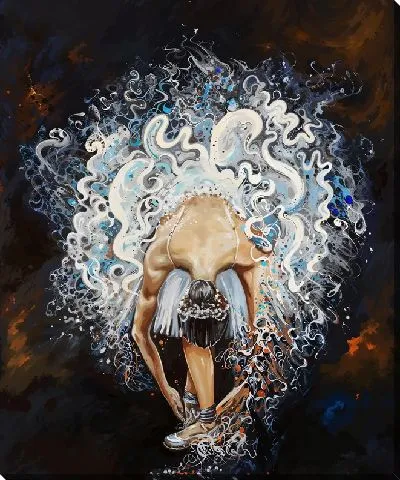 Картина маслом Балерина и брызги в стиле арт №3