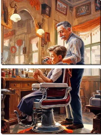 Модульная картина Мальчик в барбершопе
