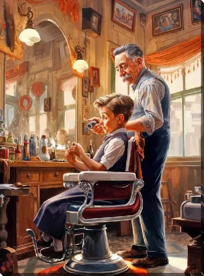 Постер Мальчик в барбершопе