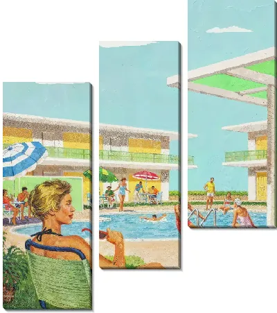 Модульная картина Дама у бассейна