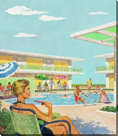 Картина маслом Дама у бассейна