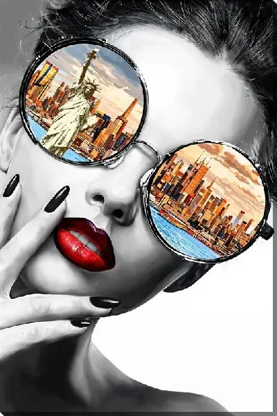 Постер Модница в очках Нью-Йорк