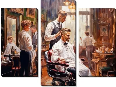 Модульная картина День в барбершопе