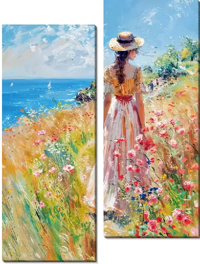 Модульная картина Летняя прогулка к морю