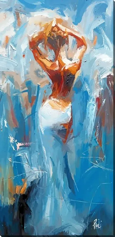 Картина маслом Девушка в белом платье