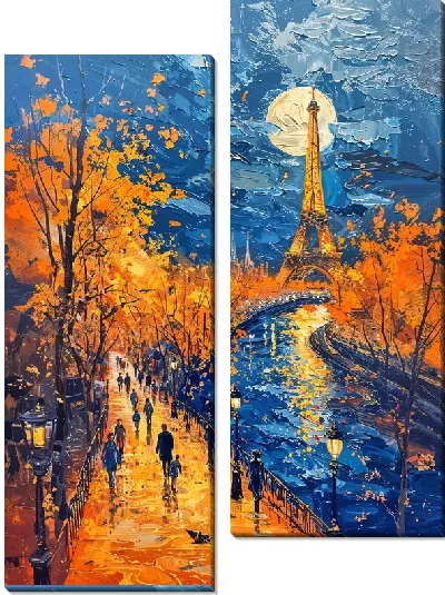 Модульная картина Вечер в осеннем Париже