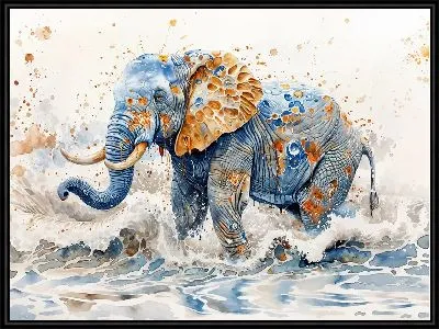 Арт слон в волнах