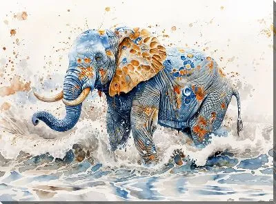 Картина маслом Арт слон в волнах