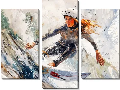 Модульная картина Девушка и сёрфинг №5