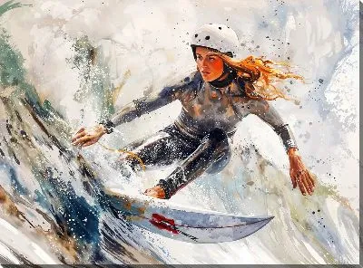 Картина маслом Девушка и сёрфинг №5