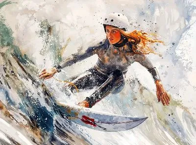 Плакат Девушка и сёрфинг №5