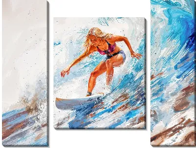 Модульная картина Девушка и сёрфинг №51
