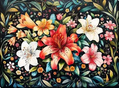 Картина маслом Лилии №702