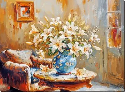 Картина маслом Лилии №708