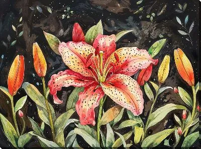 Картина маслом Лилии №718