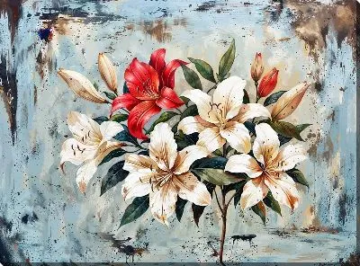 Картина маслом Лилии №719