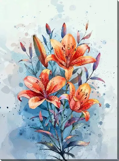 Картина маслом Лилии №726