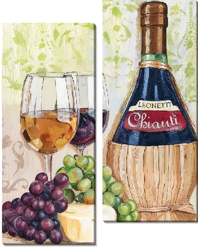 Модульная картина Сыр и вино №2
