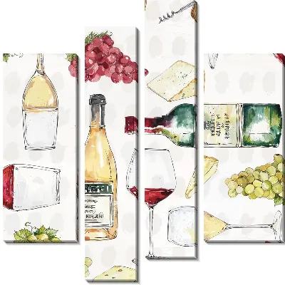 Модульная картина Сыр и вино №4