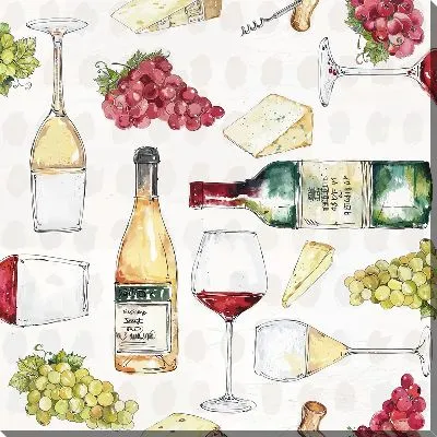 Картина маслом Сыр и вино №4