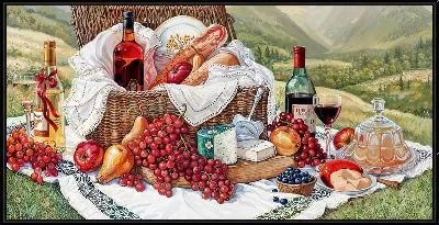 Картина Сыр, фрукты и вино №5