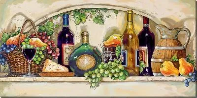 Картина маслом Сыр и вино №11