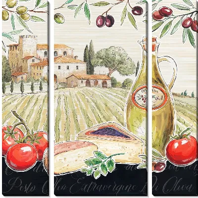 Модульная картина Сыр, оливки и томаты №15