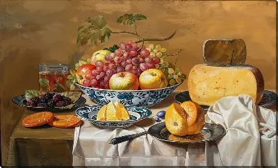 Картина маслом Сыр и фрукты №22