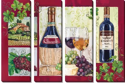 Модульная картина Сыр и вино №24