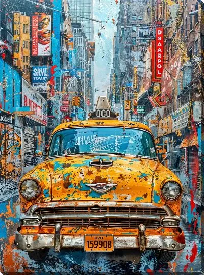 Картина маслом Такси №311