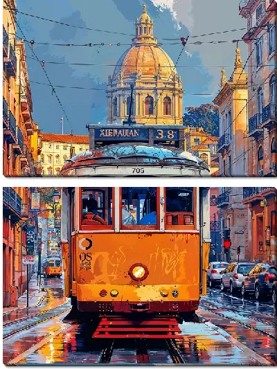 Модульная картина Трамвай №27
