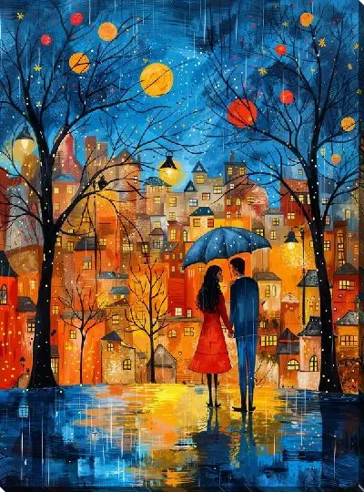 Картина маслом Ночной город №13