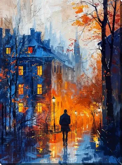 Картина маслом Ночной город №14