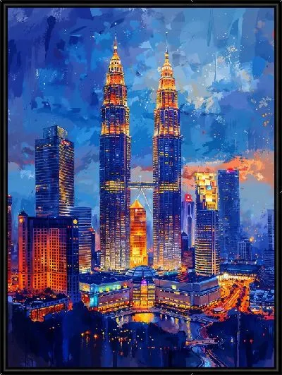 Картина Ночной город Куала-Лумпур