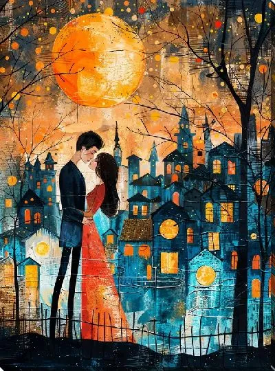 Картина маслом Ночной город №27