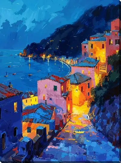 Картина маслом Ночной город №28