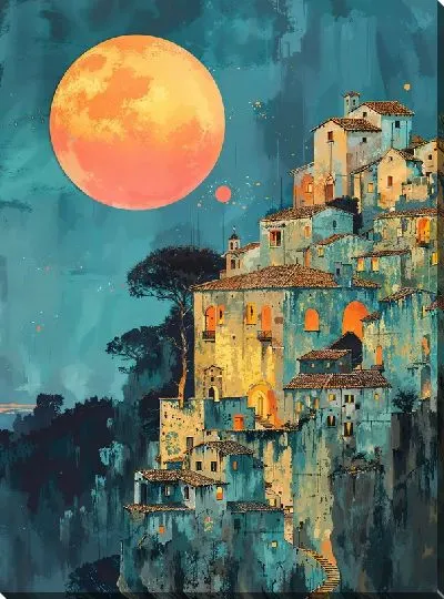 Картина маслом Ночной город №29