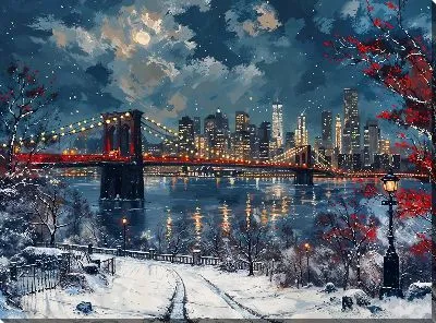 Картина маслом Ночной город №31