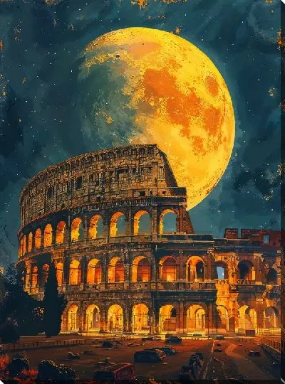 Картина маслом Ночной город №38