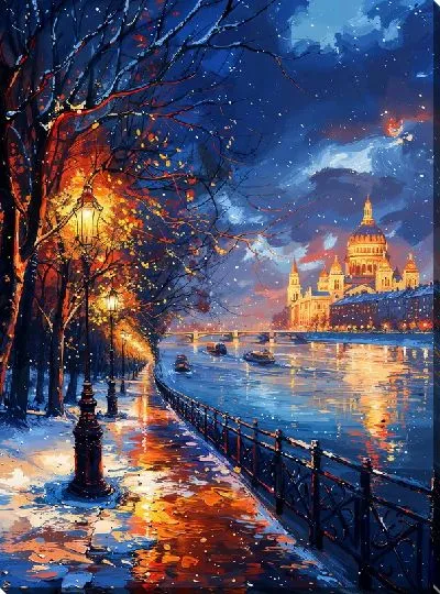 Картина маслом Ночной город №39